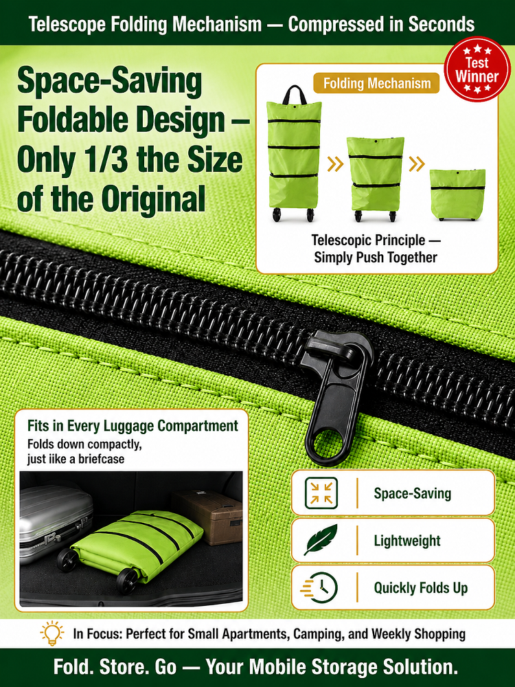 Lightweight Collapsible Wheeled Tote | No More Heavy Lifting, Built for Heavy Loads—Stock Up for the Whole Week!