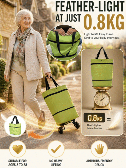 Foldable Rolling Shopping Bag | Max Capacity & Effortless Gliding—Save Your Back!