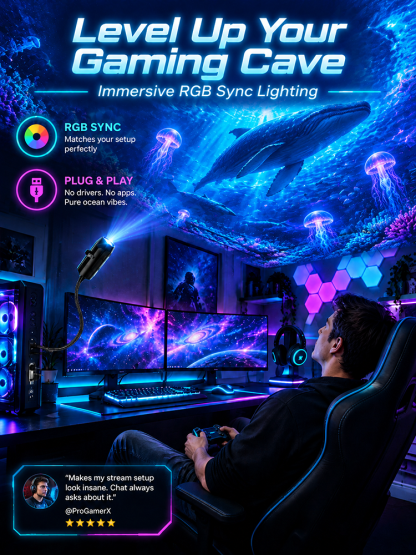 Comauo™  Ocean & Galaxy Projector: Ultra-HD Sphere Tech, Turns Your Room & Car Into an Aquarium in 1s.