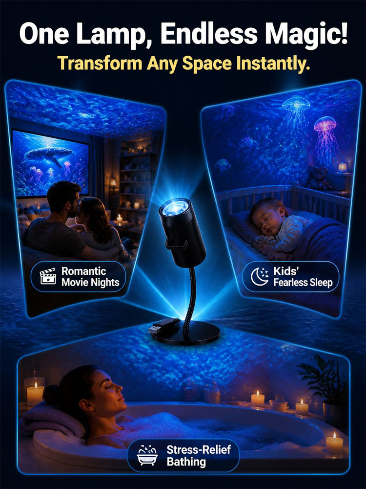 Deep Sea Projector: 1-sec room ambiance to calm your mind.