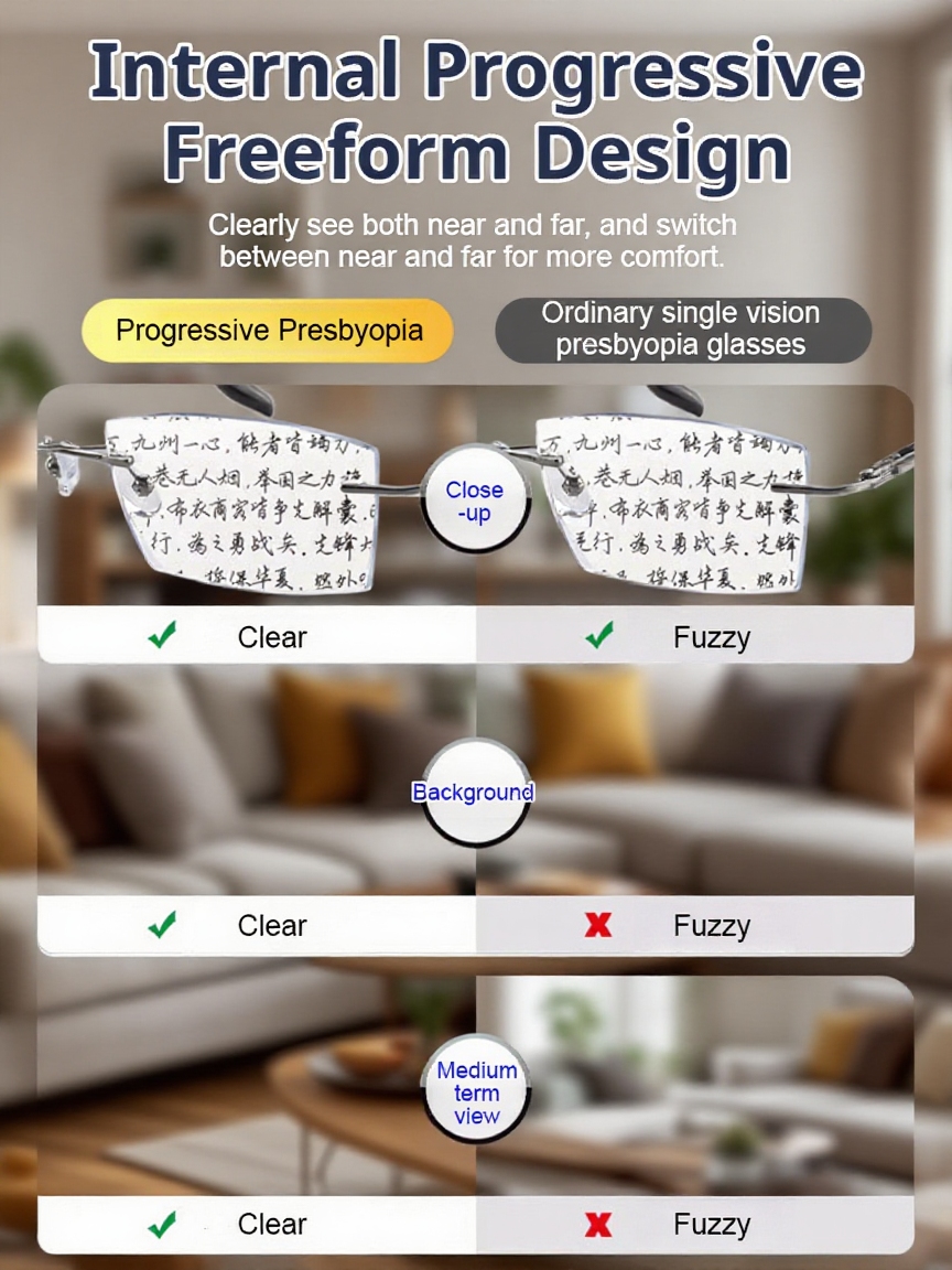 Color-changing anti-blue light presbyopia glasses