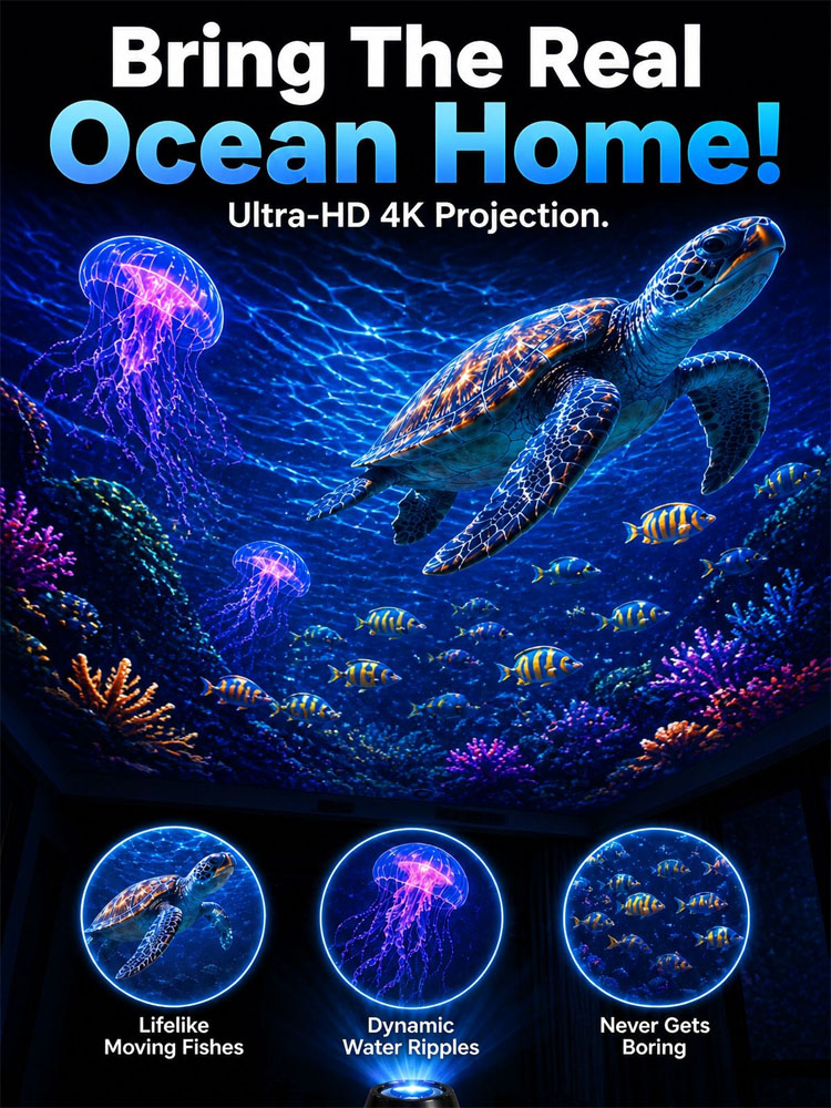 Deep Sea Projector: 1-sec room ambiance to calm your mind.