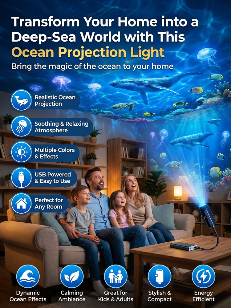 Deep Sea Projector: 1-sec room ambiance to calm your mind.