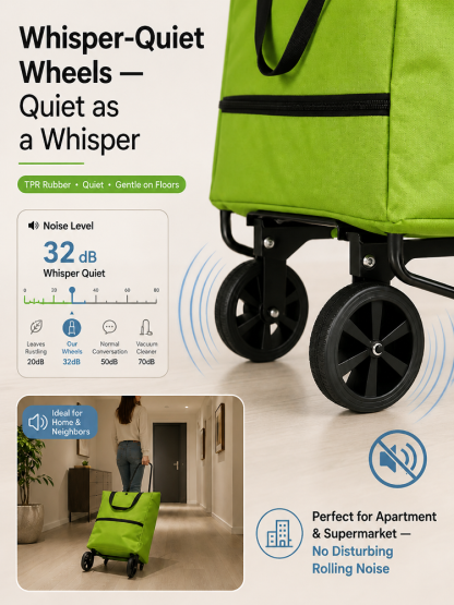 Lightweight Collapsible Wheeled Tote | No More Heavy Lifting, Built for Heavy Loads—Stock Up for the Whole Week!