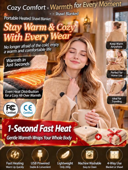 CozyKind™ Next-Gen 3-Sec Heated Graphene Cashmere Wrap | Your Wearable Heater, Perfect for Outdoors