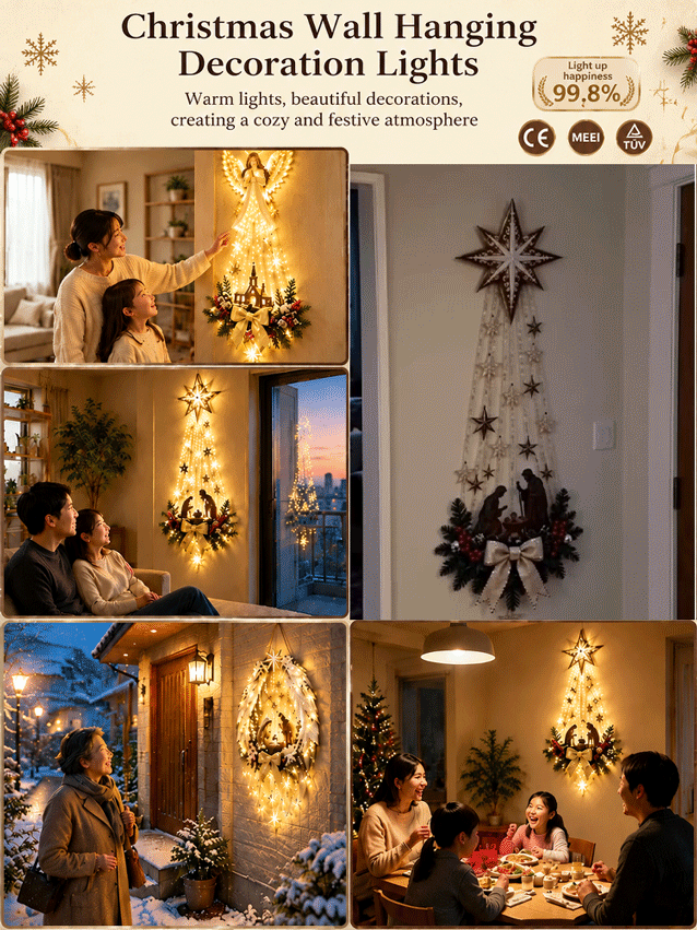 Bethlehem Star 3D Outdoor Wall Light | 10-ft Light Waterfall | Christmas & New Year Glow