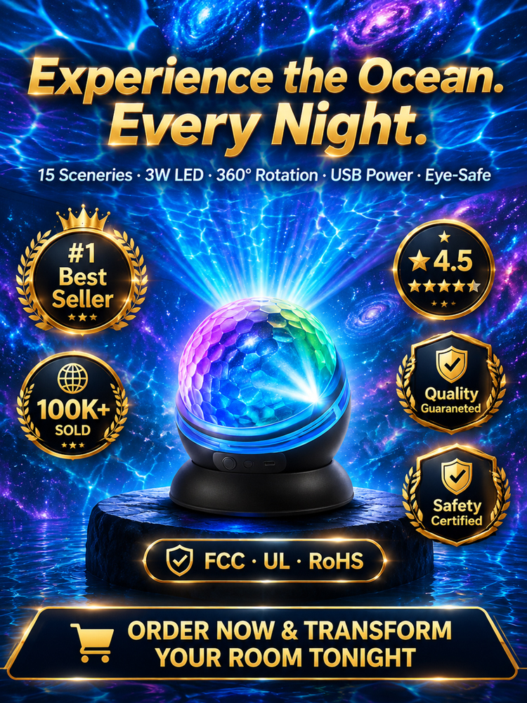 Topacme™ Deep Sea & Star Hologram Projector | Large-sphere projection & 4K immersive visuals. Instantly soothe your night!