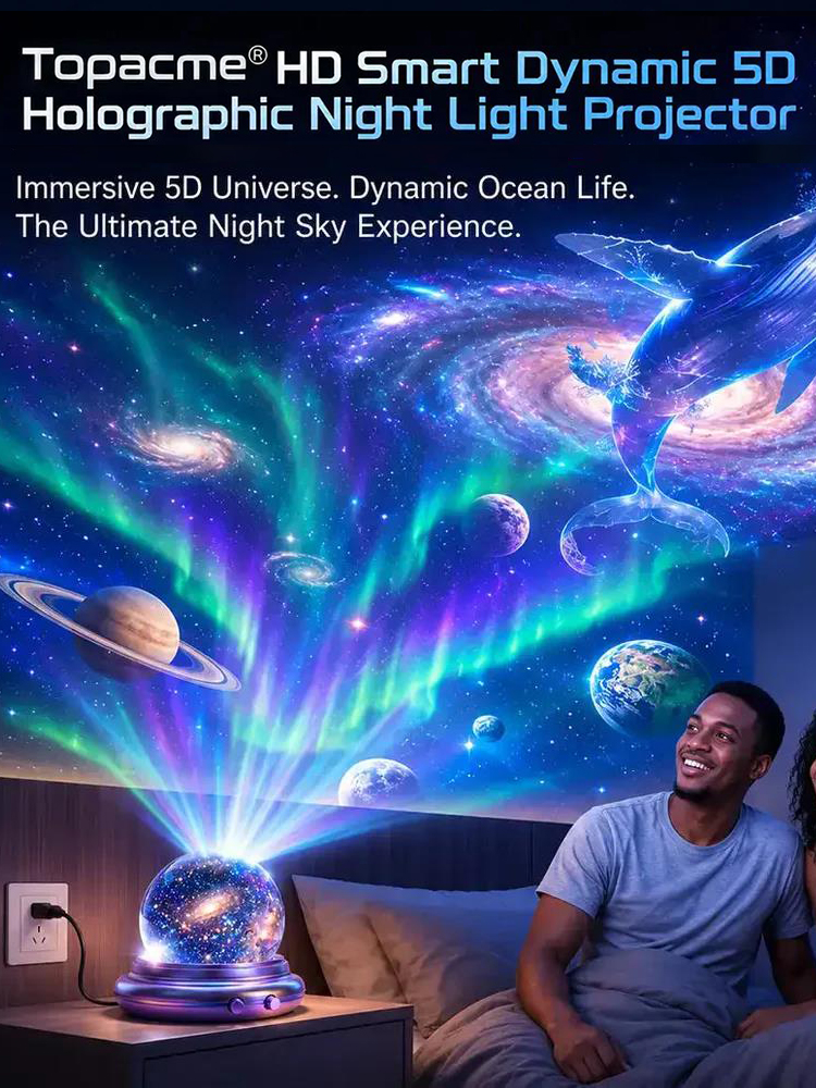 Topacme™ Deep Sea & Star Hologram Projector | Large-sphere projection & 4K immersive visuals. Instantly soothe your night!