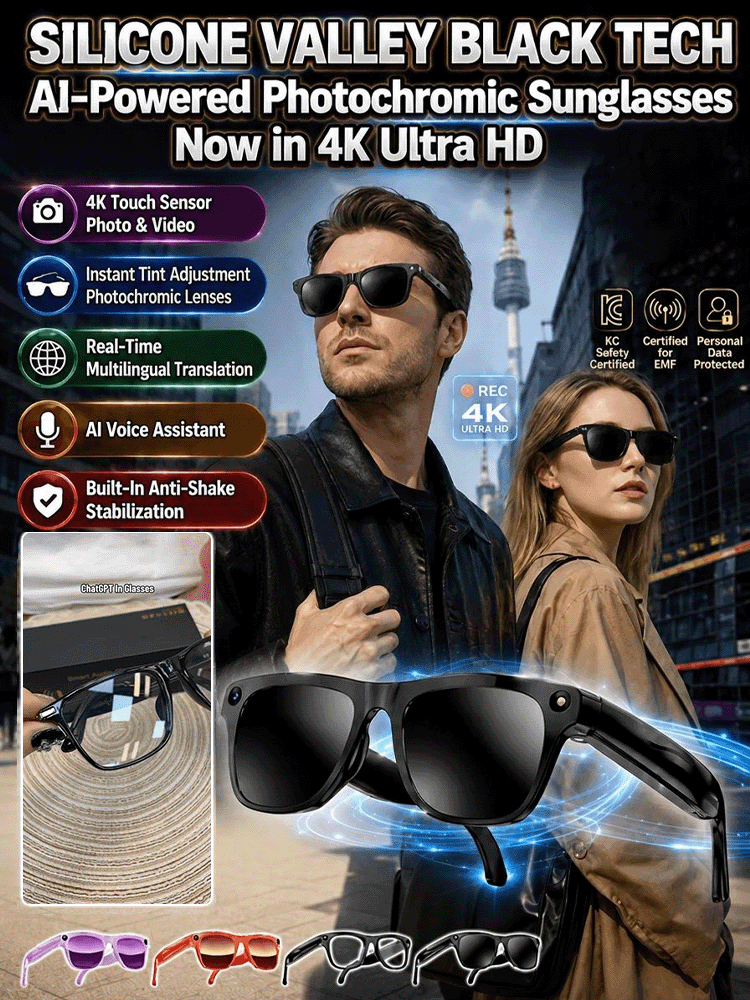 【Smart Color-Changing Touch Control Voice Control】AI Smart Glasses. 🕶️Features Auto-Focus & Smart Tint Tech!