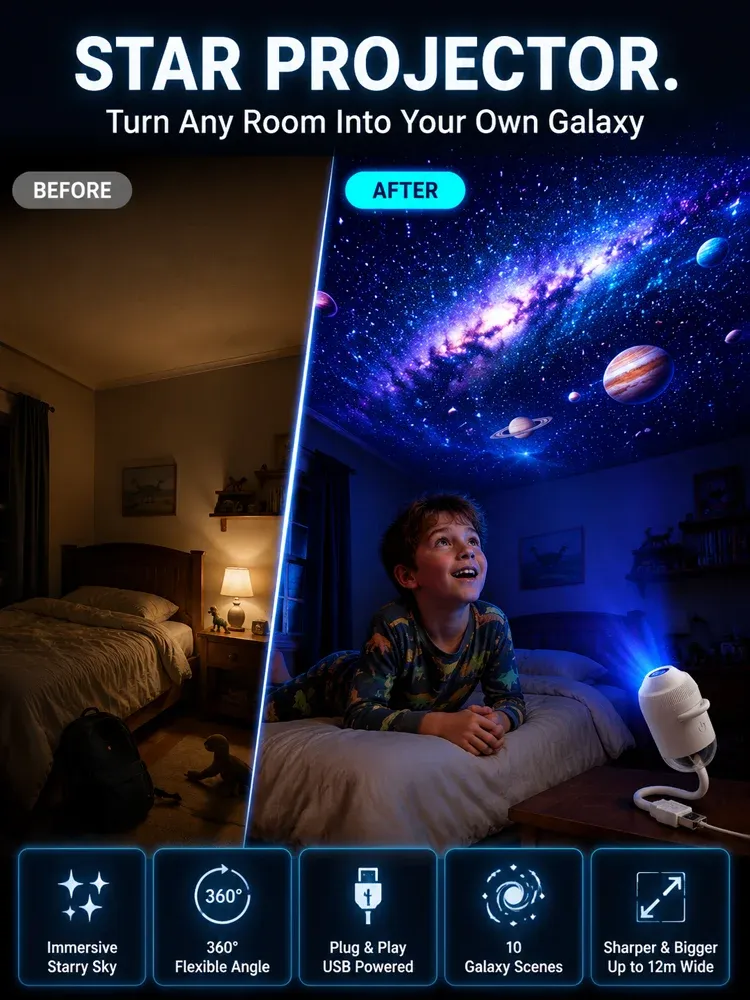 GALAXY™ Star Projector | Exclusive Vegas Sphere Tech, 360° Panoramic Galaxy
