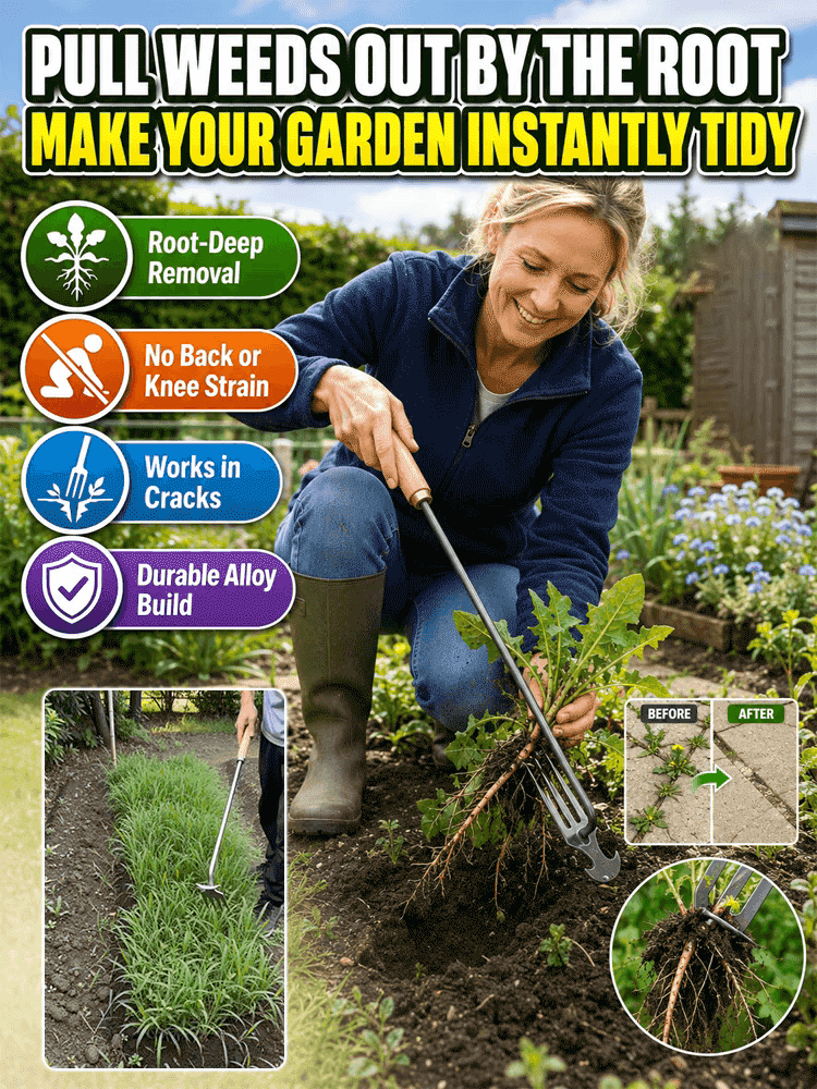 Japanese Dual-Head Weed Puller: Save 70% Effort, No Bending & Uproot Weeds in 10 Mins!
