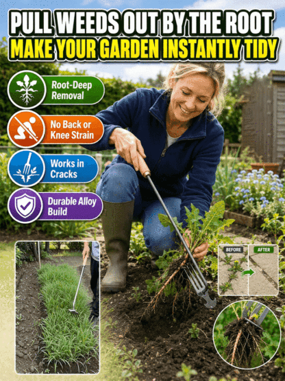 Japanese Dual-Head Weed Puller: Save 70% Effort, No Bending & Uproot Weeds in 10 Mins!