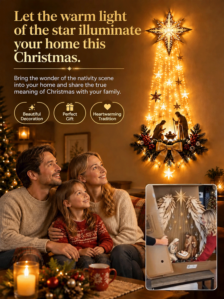 Bethlehem Star 3D Outdoor Wall Light | 10-ft Light Waterfall | Christmas & New Year Glow