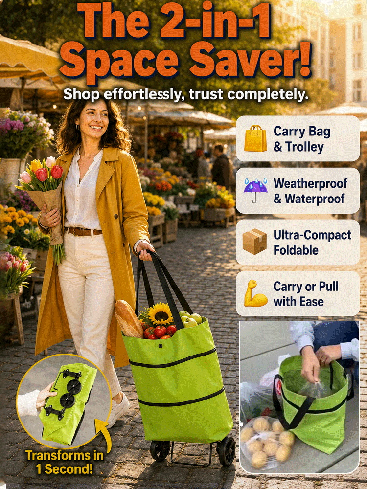 Lightweight Collapsible Wheeled Tote | No More Heavy Lifting, Built for Heavy Loads—Stock Up for the Whole Week!