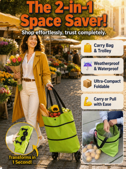 Lightweight Collapsible Wheeled Tote | No More Heavy Lifting, Built for Heavy Loads—Stock Up for the Whole Week!