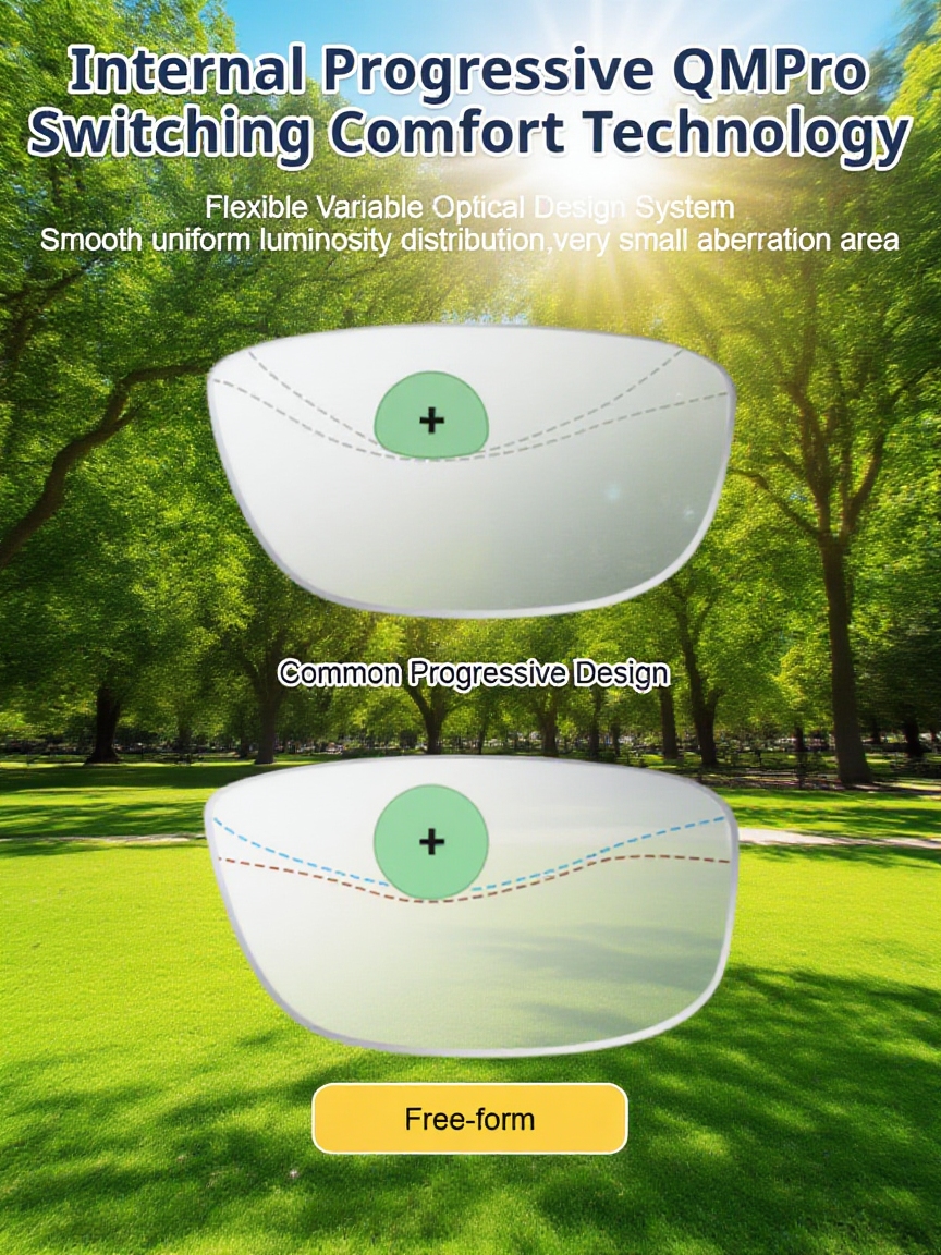 Color-changing anti-blue light presbyopia glasses