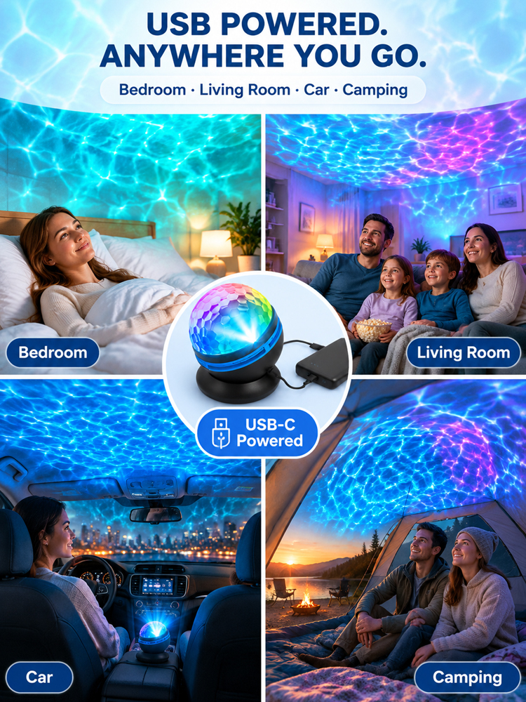 Topacme™ Deep Sea & Star Hologram Projector | Large-sphere projection & 4K immersive visuals. Instantly soothe your night!