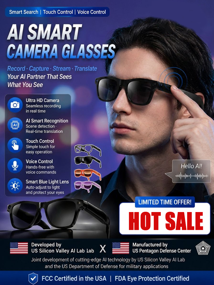 【Smart Color-Changing Touch Control Voice Control】AI Smart Glasses. 🕶️Features Auto-Focus & Smart Tint Tech!