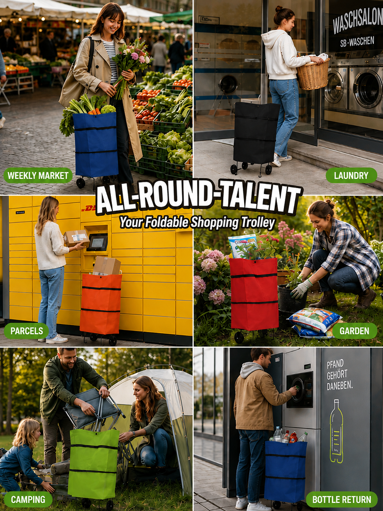 Lightweight Collapsible Wheeled Tote | No More Heavy Lifting, Built for Heavy Loads—Stock Up for the Whole Week!