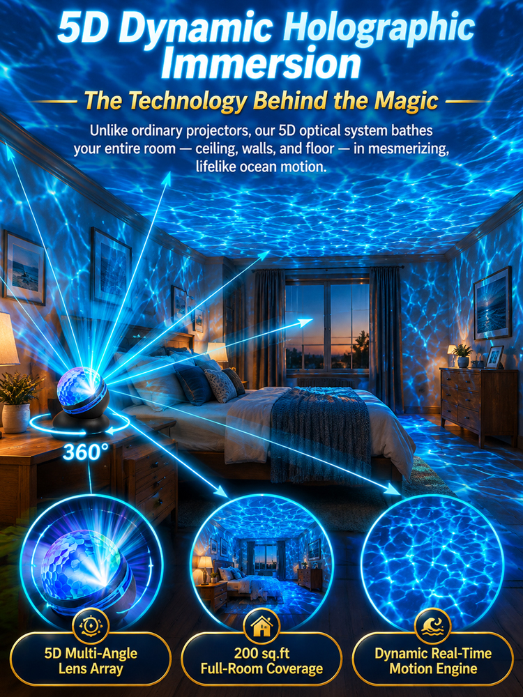 Topacme™ Deep Sea & Star Hologram Projector | Large-sphere projection & 4K immersive visuals. Instantly soothe your night!