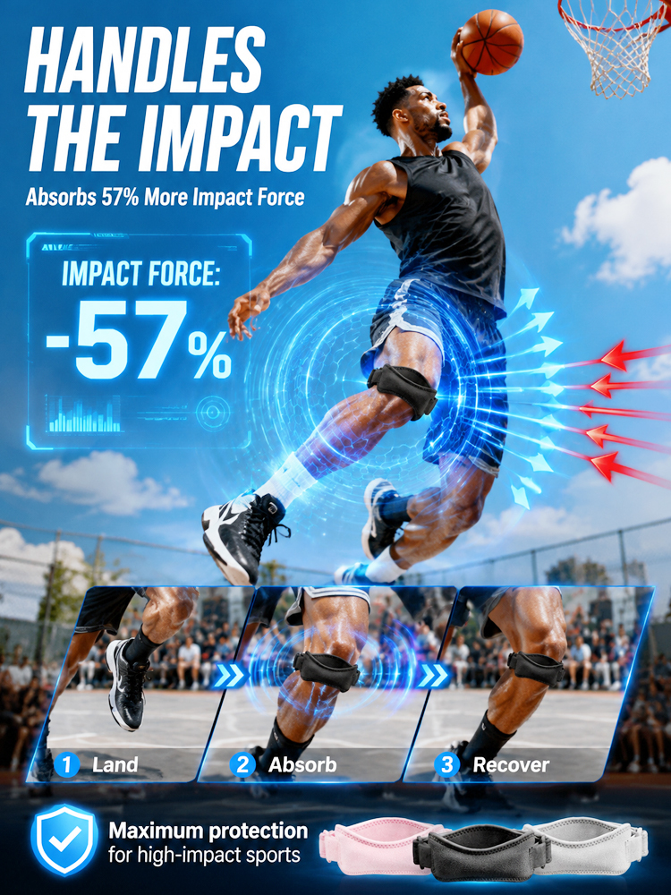 【Knee Joint Protection】Patella Knee Strap: Targeted bionic relief, instantly cuts knee impact by 87%!