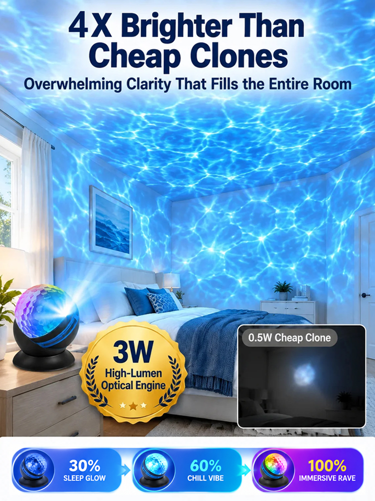 Topacme™ Deep Sea & Star Hologram Projector | Large-sphere projection & 4K immersive visuals. Instantly soothe your night!