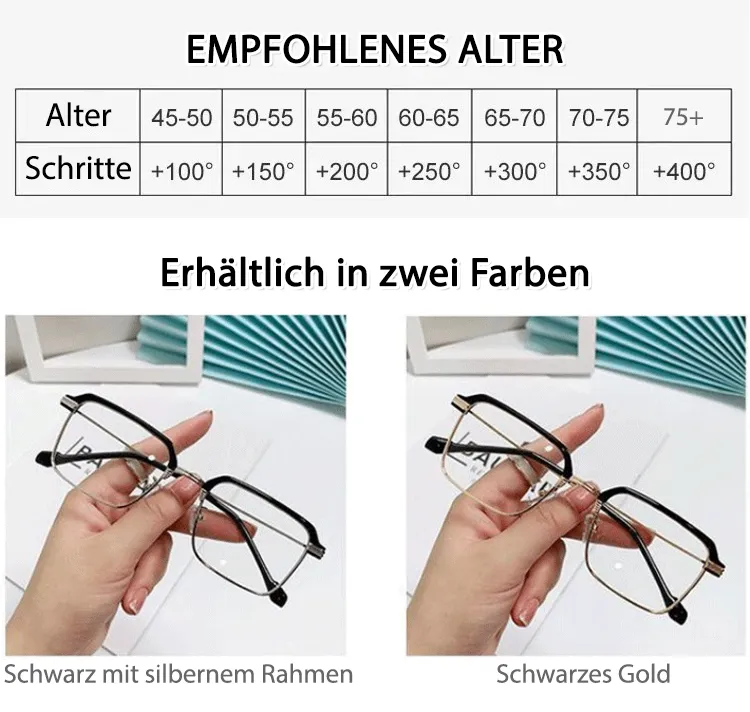 Neue Presbyopiebrille aus Metall mit Anti-Blaulicht