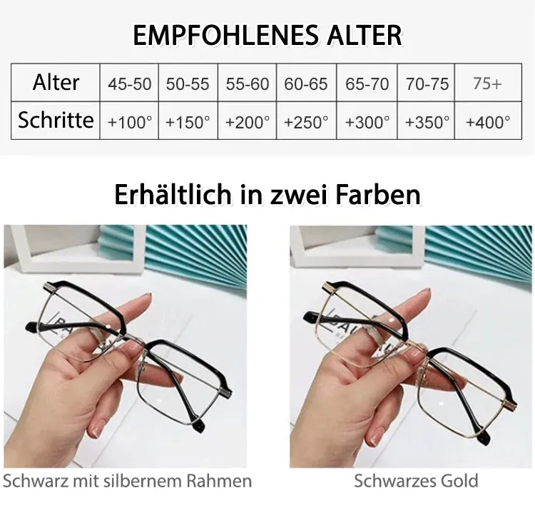 Neue Presbyopiebrille aus Metall mit Anti-Blaulicht