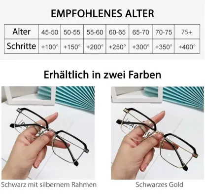 Neue Presbyopiebrille aus Metall mit Anti-Blaulicht