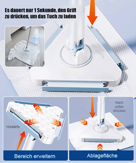 Automatischer Wischmopp, der die Hände sauber hält.