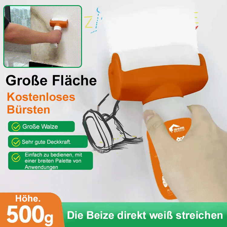 ⚡🖌️【Wand-Notfallexperte 】Wandreparaturfarbe mit Rolle Orange Flasche