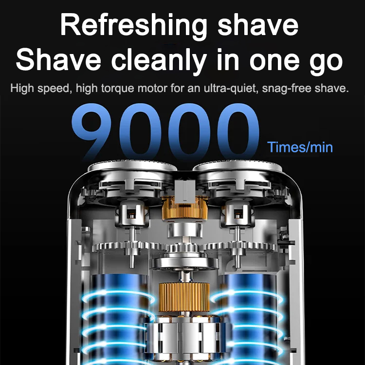 10 seconds quick shave without leaving marks. Rotary double ring electric shaver