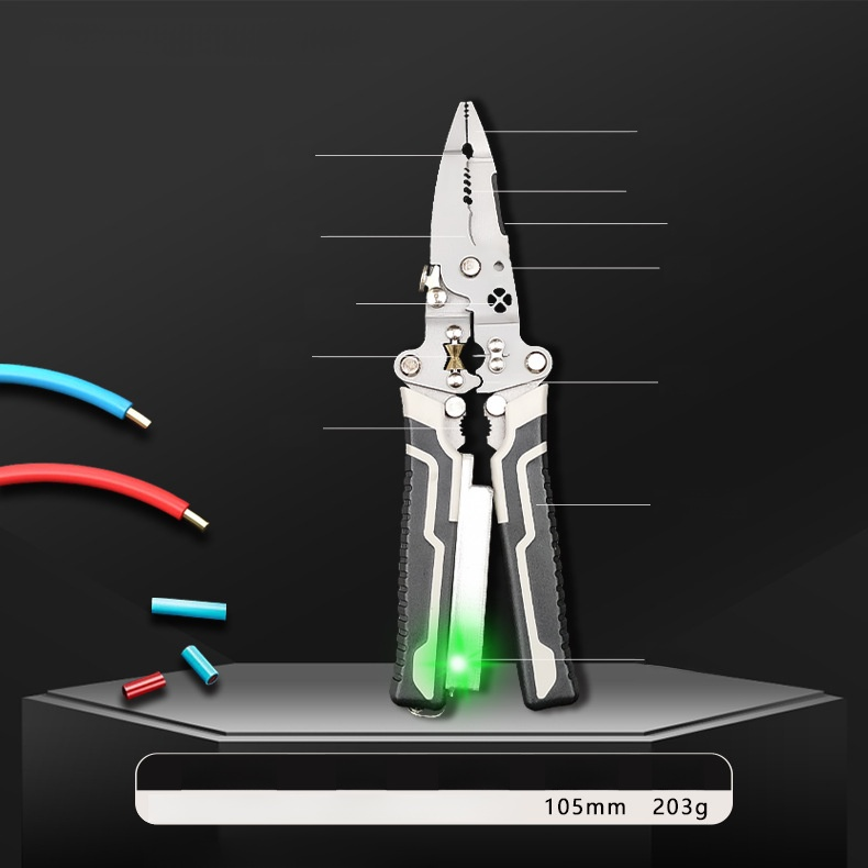 【A toolbox that fits in your pocket】Multi-function pointed-nosed wire stripping pliers