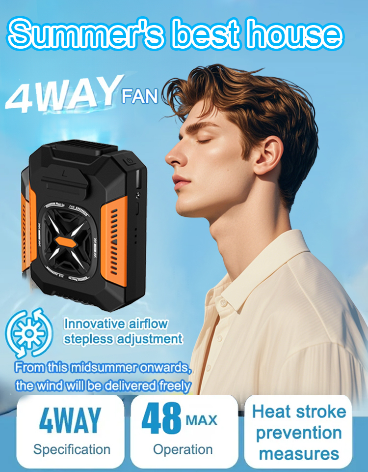 【Cooling / Mobile Power / 2000 Lumen Flashlight!】Waist hanging fan outdoor portable mobile waist fan