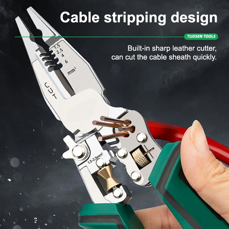 【A toolbox that fits in your pocket】Multi-function pointed-nosed wire stripping pliers