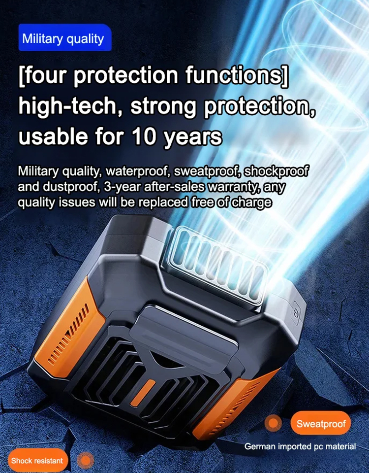 【Cooling / Mobile Power / 2000 Lumen Flashlight!】Waist hanging fan outdoor portable mobile waist fan