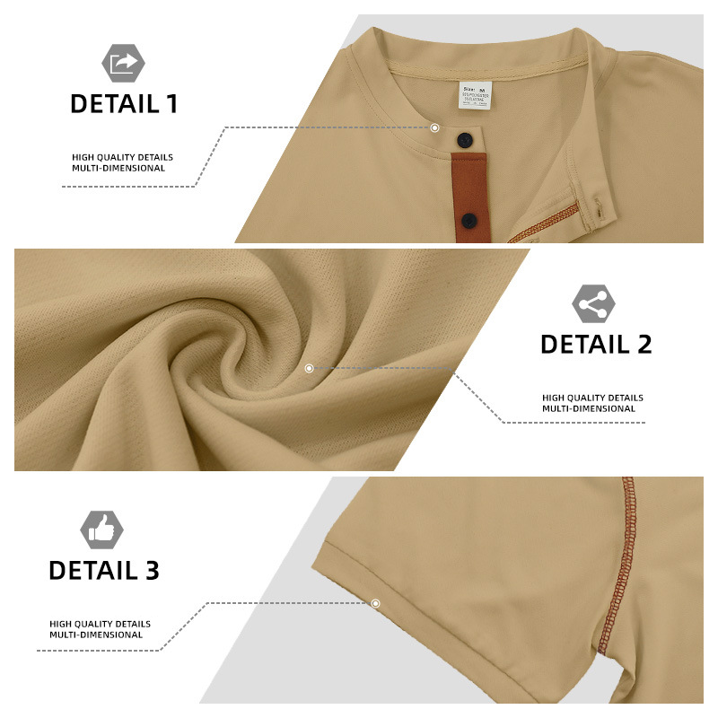 Men's Sports Color Block Henley Collar Polo Shirt