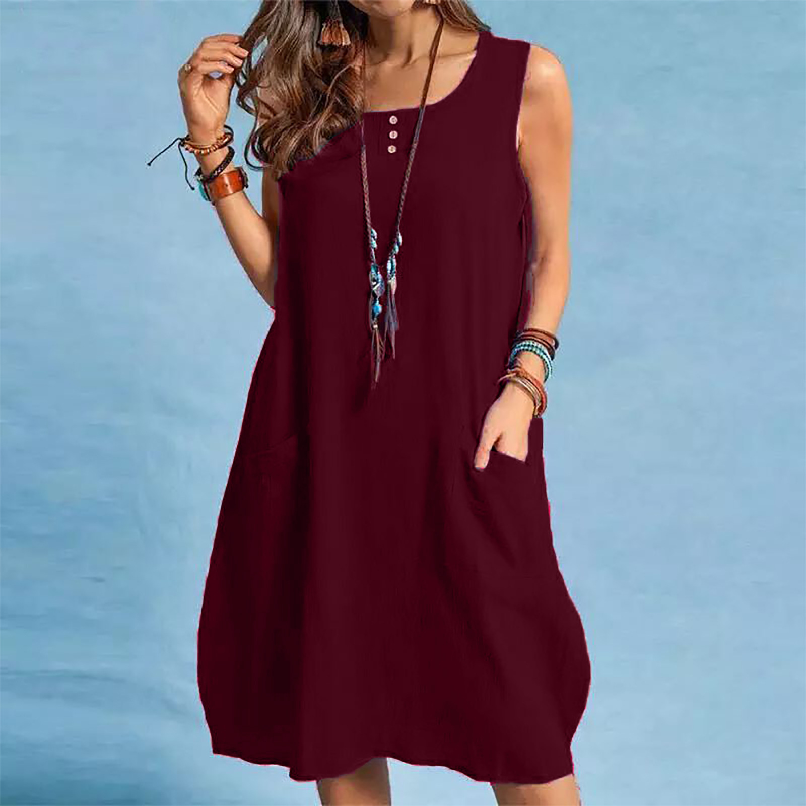 Relaxed Cotton-Linen Dress with Pockets – Effortless, Everyday Style