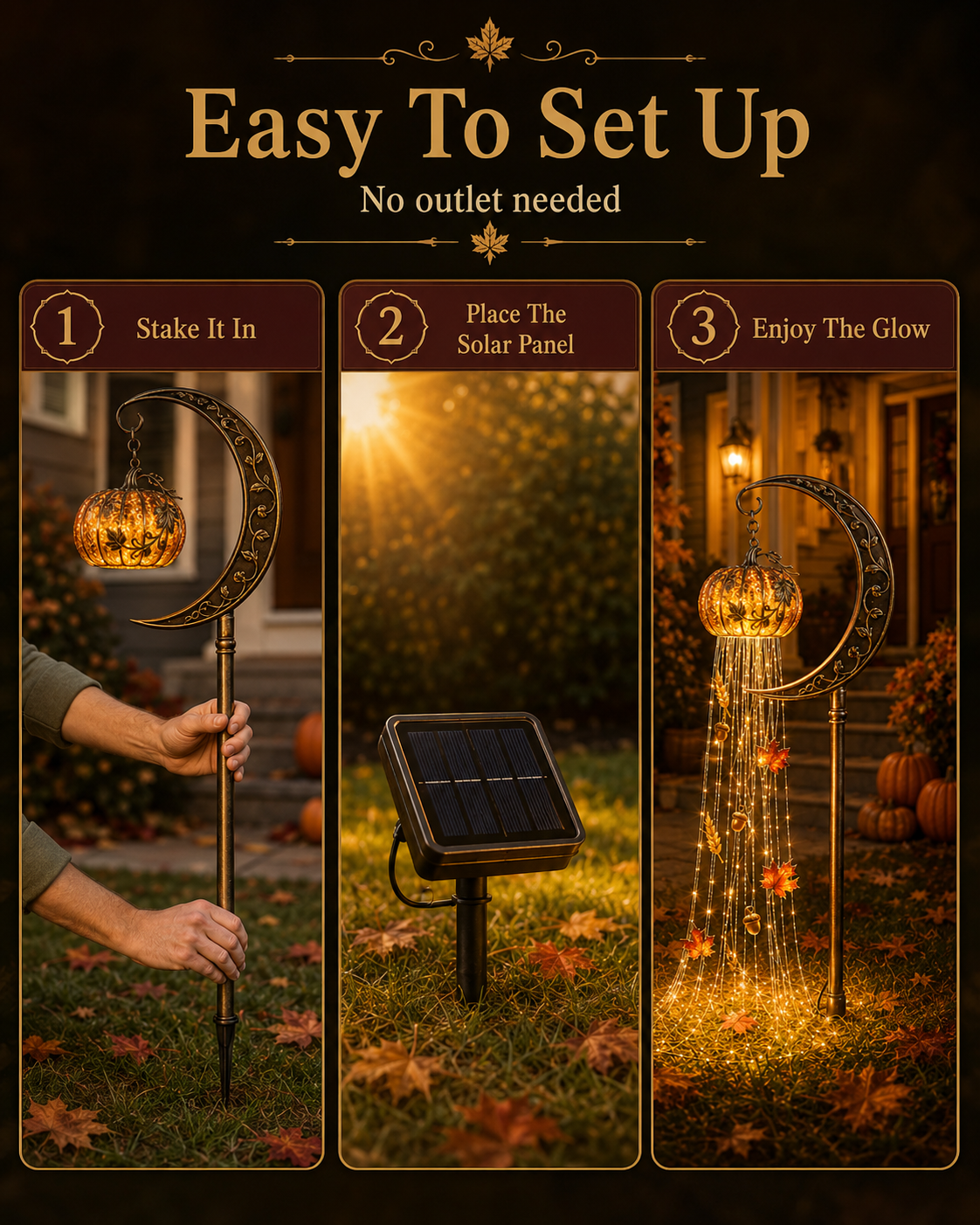 🎃 Harvest Moon Pumpkin Solar Cascade Yard Light