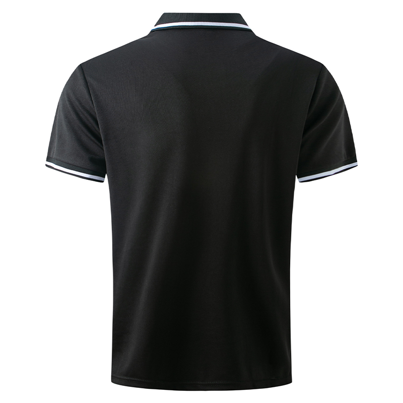 Men's Solid Color Buttoned Ribbed Collar Short Sleeve Polo Shirt