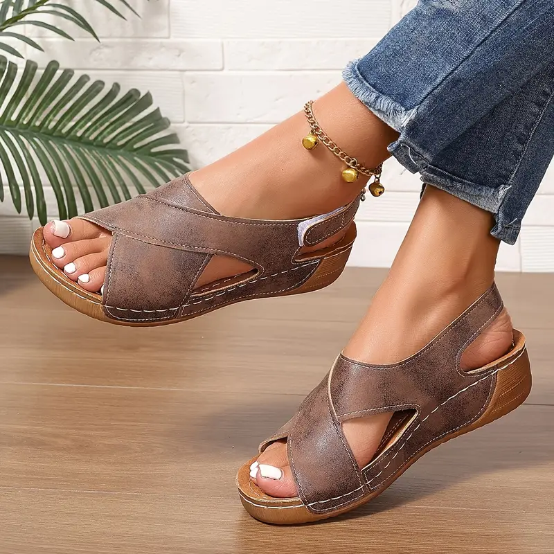 Women's New Vintage Solid Color Summer Wedge Sandals