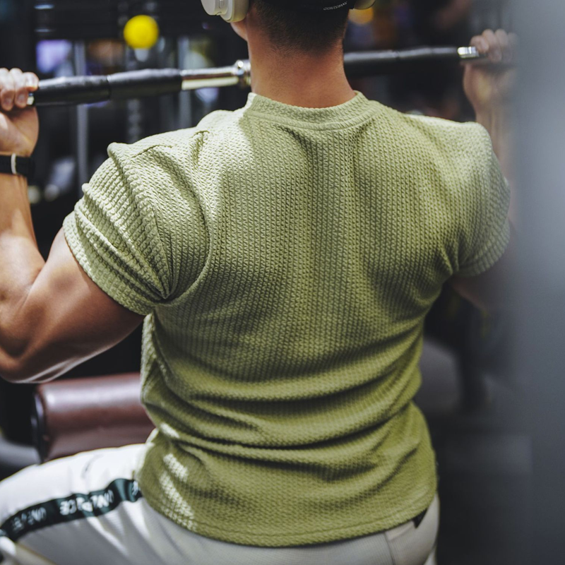 Men's Gym Stretch Breathable Sports Casual T-shirt