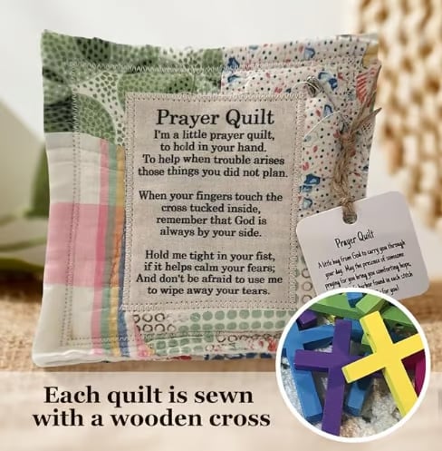Best Encouraged And Blessed Gift-Prayer Quilt with cross inside (tag included)