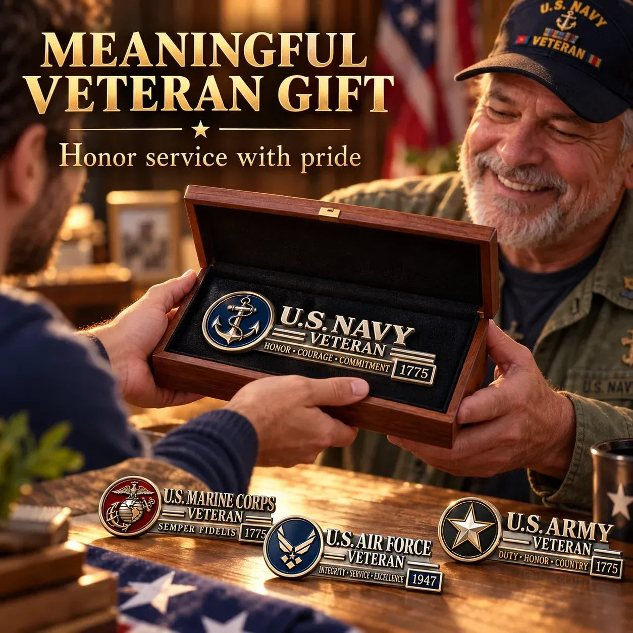 nexclio® 🇺🇸🎖️ Veteran Honor 3D Metal Car Emblem – A Tribute to Service & Pride