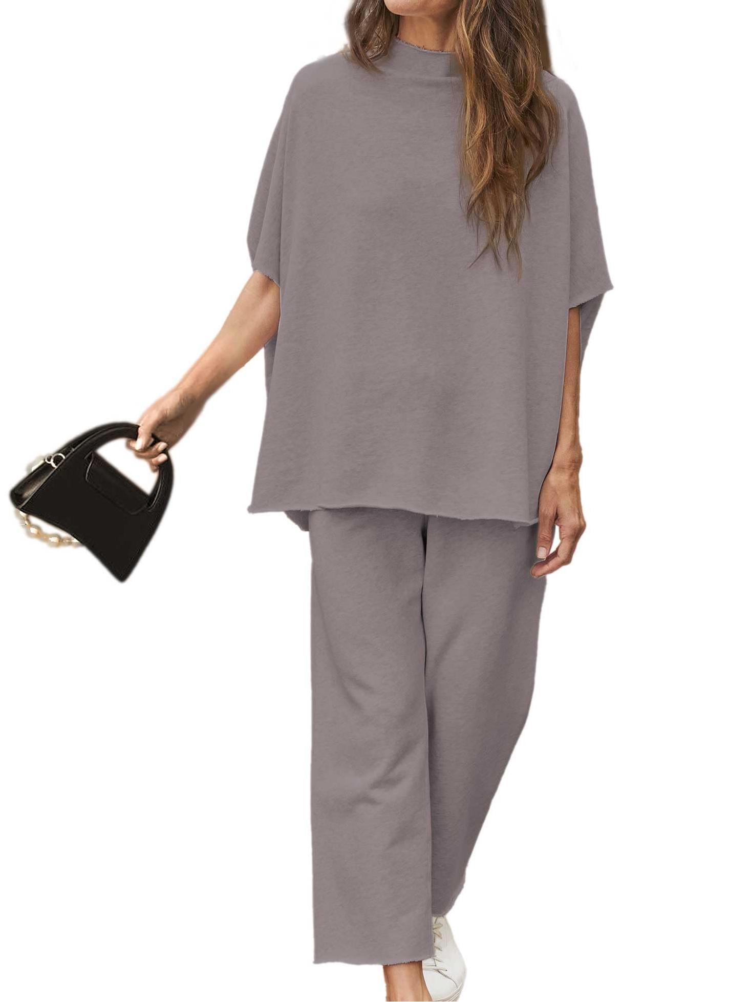 ⏰Hot Sale- Women's 3/4 Batwing Sleeve Capelet Wide Leg Pants Set(Buy 2 Free Shipping)