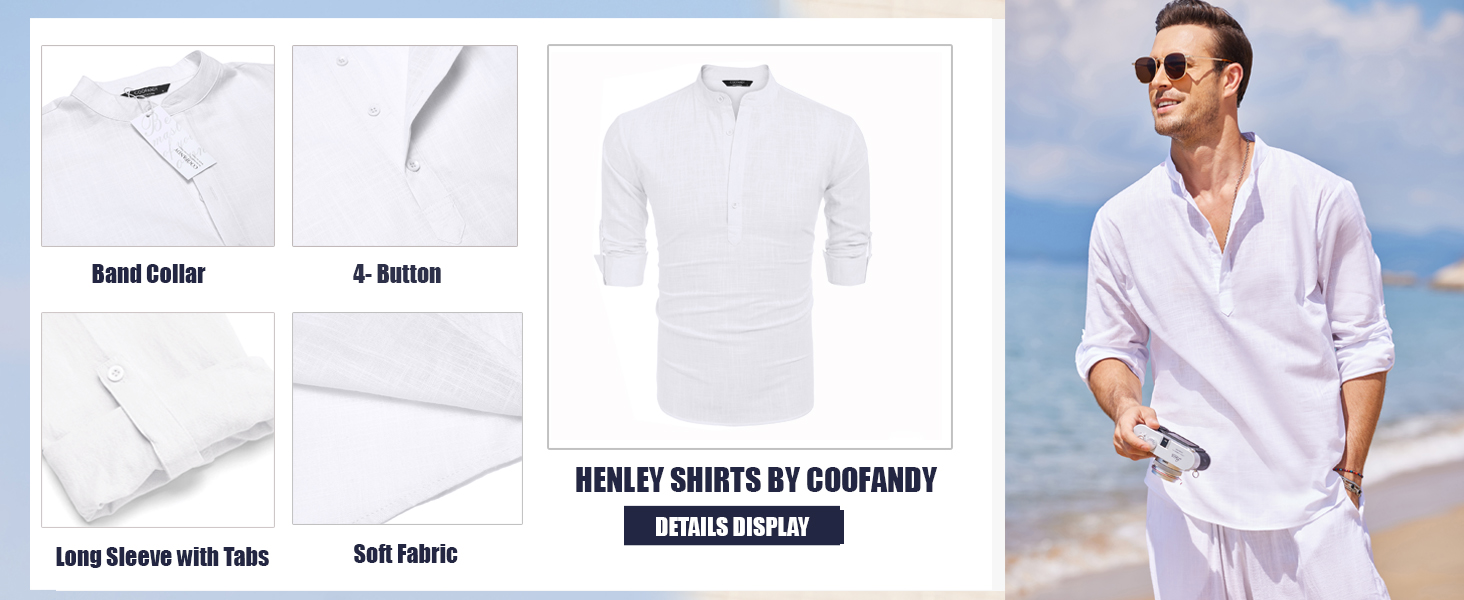 mens linen henley shirts