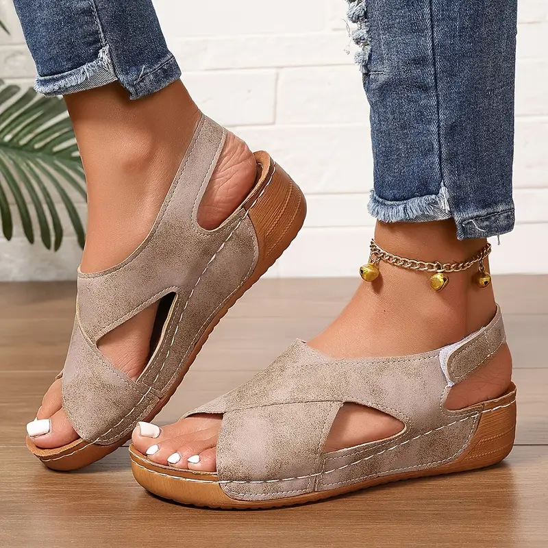 Women's New Vintage Solid Color Summer Wedge Sandals