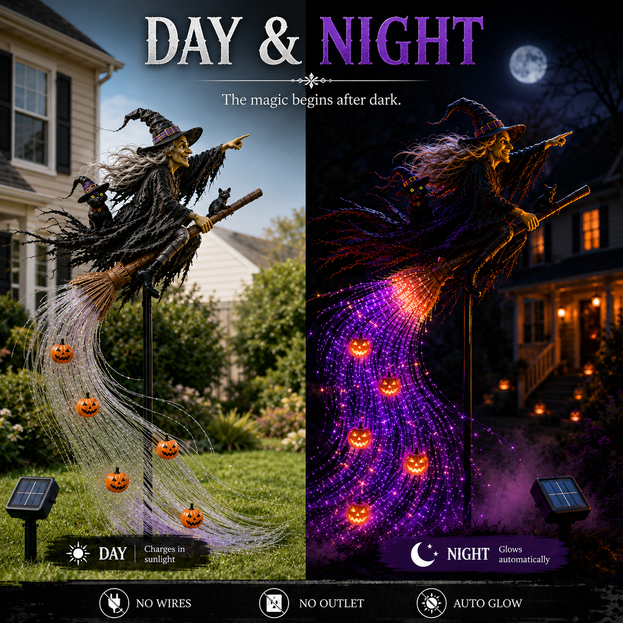 🎃 HALLOWEEN MAGIC SALE  50% OFF - Witch’s Magic ✨ Solar Fiber Optic Yard Light