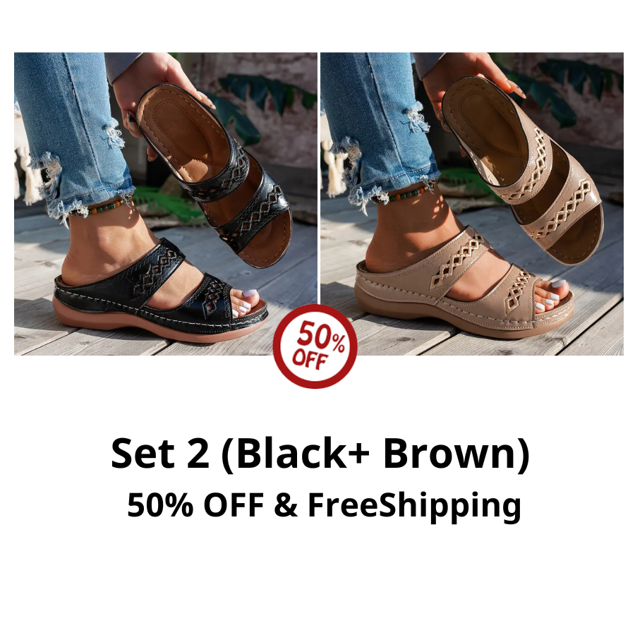💥LAST DAY SALE 60%  Comfortable Arch Support Slides - Women's Solid Color Sandals - Breathable