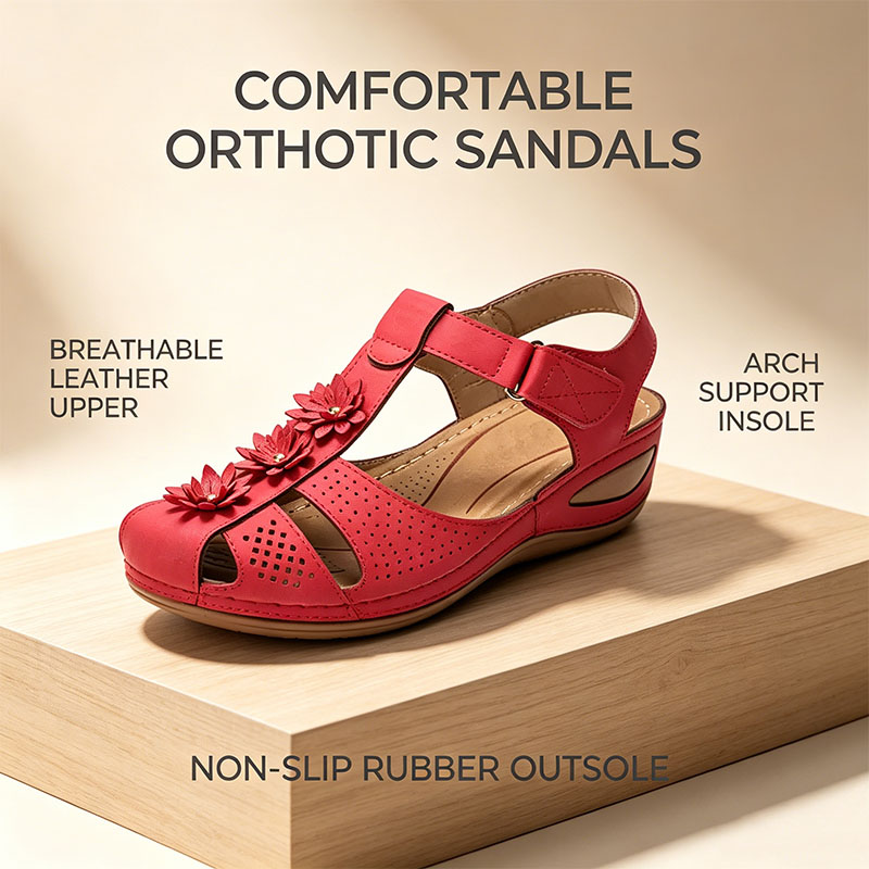 Women’s Floral Wedge Sandals, Breathable Platform Walking Sandals, Adjustable Hook & Loop Non-Slip Casual Summer Shoes for All Day Comfort